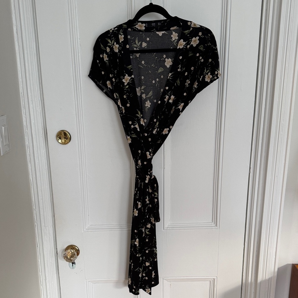 Mango Black Floral Midi Dress